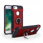 Wholesale iPhone 8 / 7 360 Rotating Ring Stand Hybrid Case with Metal Plate (Red)